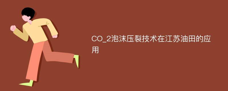 CO_2泡沫压裂技术在江苏油田的应用