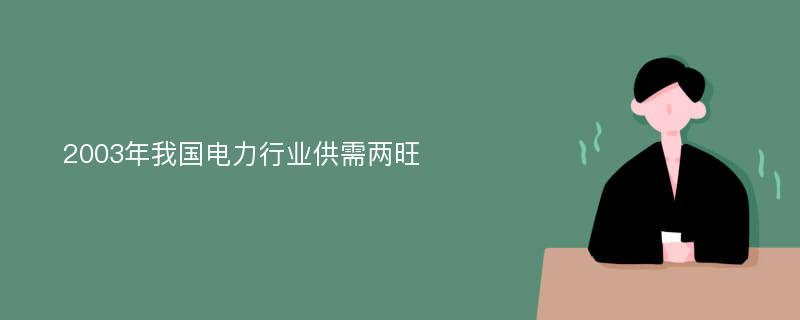 2003年我国电力行业供需两旺