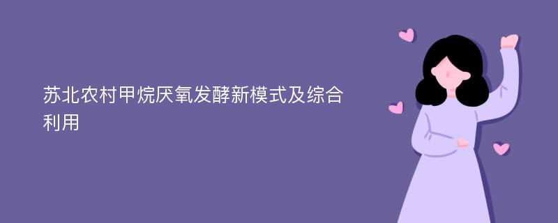 苏北农村甲烷厌氧发酵新模式及综合利用