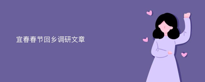 宜春春节回乡调研文章